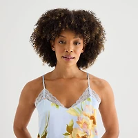 Ambrielle Womens Satin V-Neck Sleeveless 2-pc. Cami Pajama Set