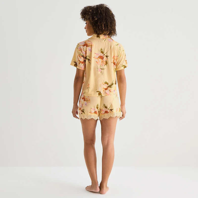 Ambrielle Womens V-Neck Short Sleeve 2-pc. Pajama Set