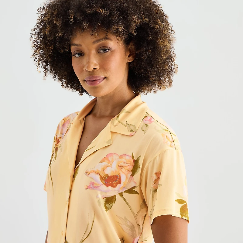 Ambrielle Womens V-Neck Short Sleeve 2-pc. Pajama Set