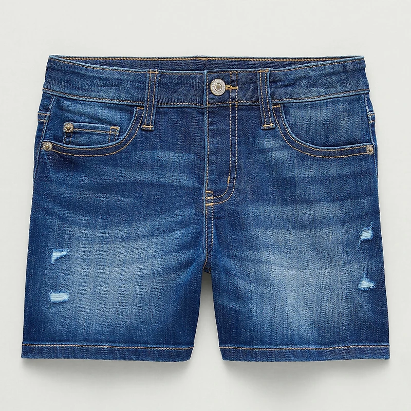 Thereabouts Little & Big Kid Girls Adaptive Adjustable Waist Easy-on + Easy-off Denim Short