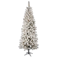  6.5' Prelit Flocked Pacific Pencil Christmas Tree