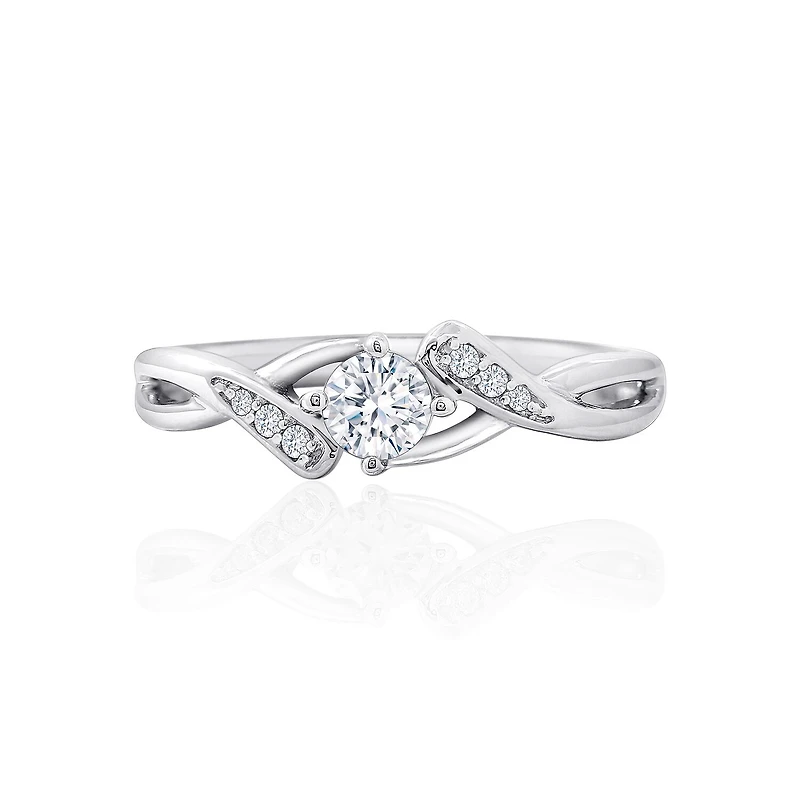 DiamonArt® Womens White Cubic Zirconia Sterling Silver Promise Ring