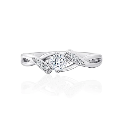 DiamonArt® Womens White Cubic Zirconia Sterling Silver Promise Ring