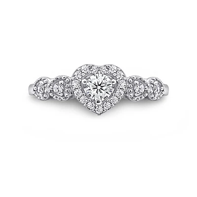DiamonArt® Womens 1 1/2 CT. T.W. White Cubic Zirconia Sterling Silver Heart Promise Ring