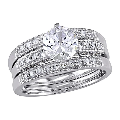 Modern Bride Gemstone Womens 3/8 CT. T.W. Lab Created White Sapphire 10K Gold Bridal Set