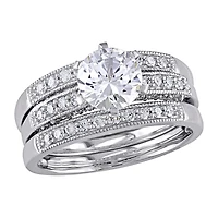 Modern Bride Gemstone Womens 3/8 CT. T.W. Lab Created White Sapphire 10K Gold Bridal Set