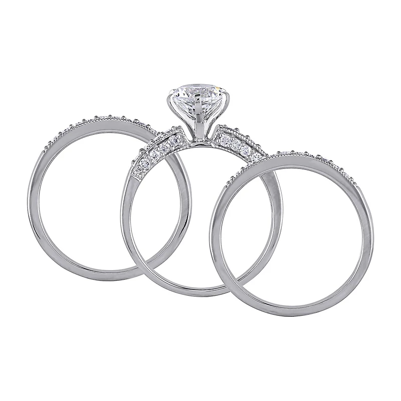 Modern Bride Gemstone Womens 3/8 CT. T.W. Lab Created White Sapphire 10K Gold Bridal Set