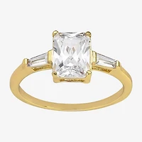 Sparkle Allure Womens Cubic Zirconia 14K Gold Over Brass Rectangular Engagement Ring