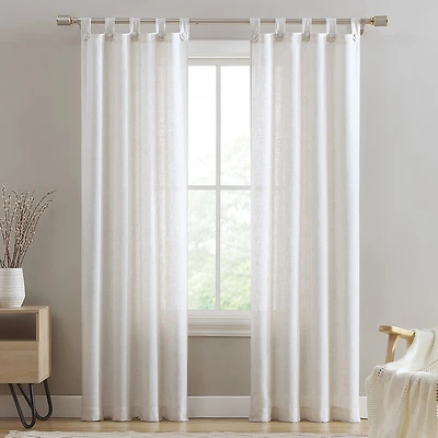 Beatrice Home Fashions Monroe Button Linen Blend Tab Top Light-Filtering Set of 2 Curtain Panel
