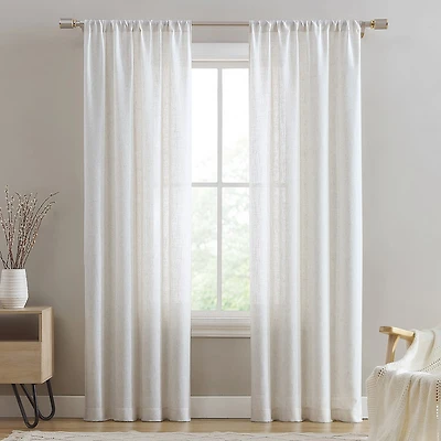 Beatrice Home Fashions Monroe Linen Blend Rod Pocket Light-Filtering Set of 2 Curtain Panel