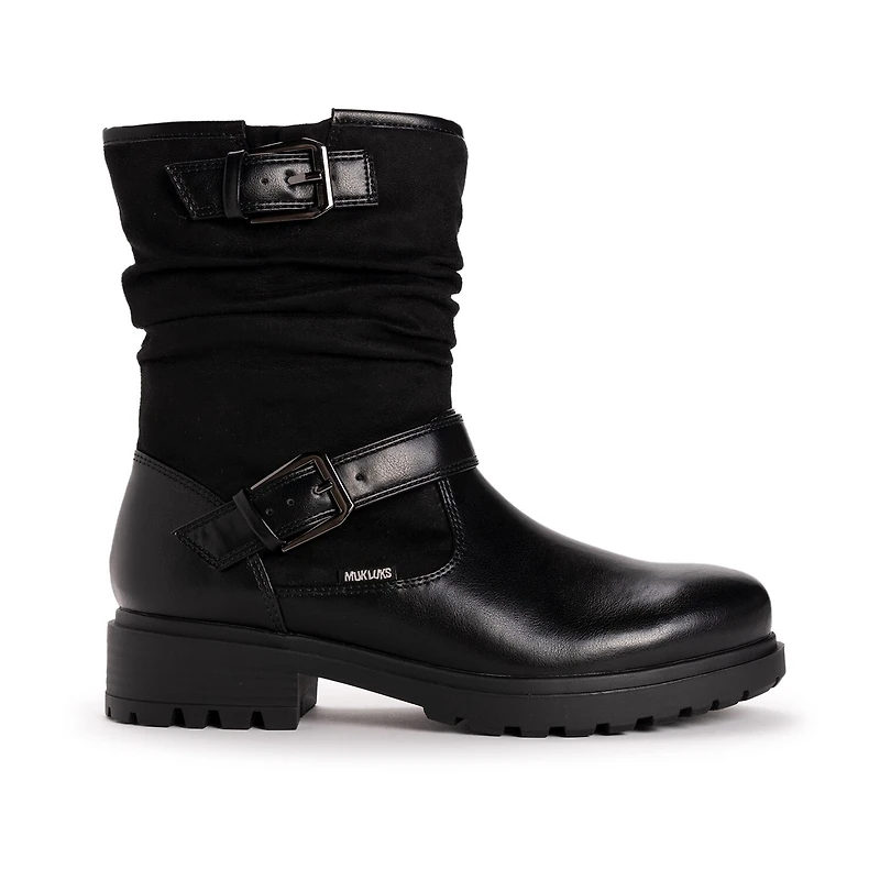 Muk Luks Womens Scarlett Sabrina Block Heel Combat Boots