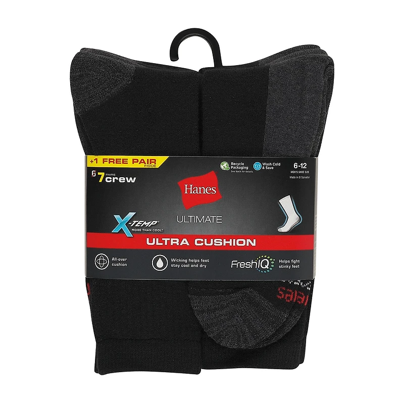 Hanes Ultimate Bonus Pack Mens 7 Pair Crew Socks