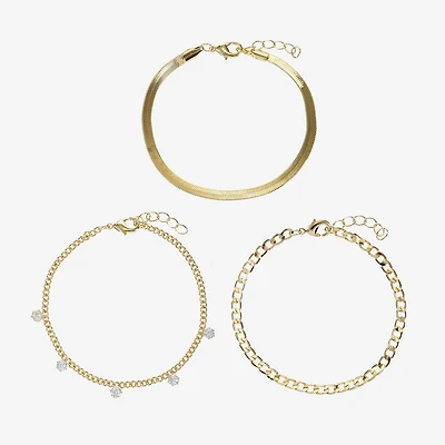 Womens 3-pc. Cubic Zirconia 14K Gold Over Brass Bracelet Set