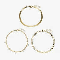 Womens 3-pc. Cubic Zirconia 14K Gold Over Brass Bracelet Set