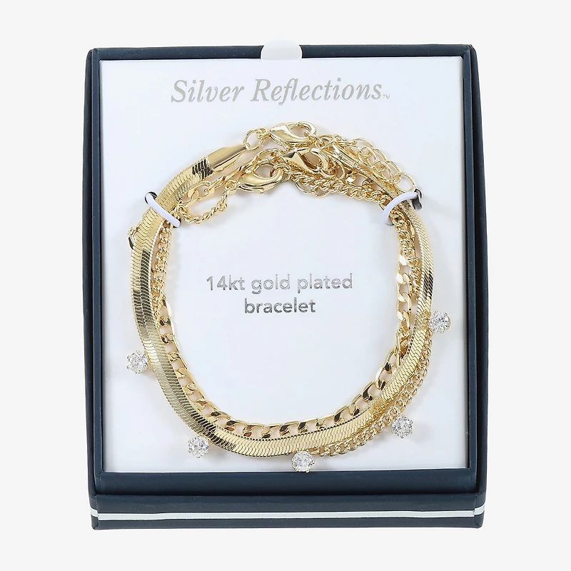 Womens 3-pc. Cubic Zirconia 14K Gold Over Brass Bracelet Set
