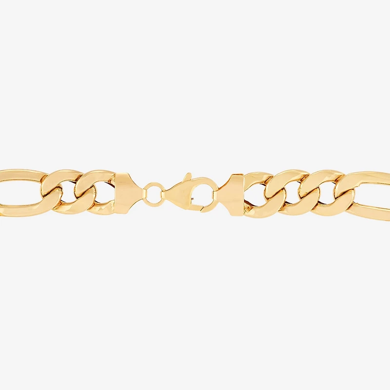 Made in Italy Mens 10K Gold 9 Inch Hollow Figaro Id Bracelet