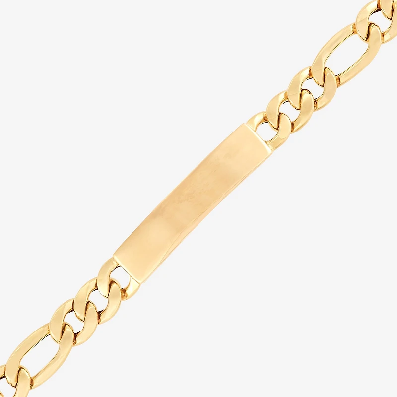 Made in Italy Mens 10K Gold 9 Inch Hollow Figaro Id Bracelet