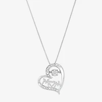 1/10 CT. T.W. Diamond Mom Heart Sterling Silver Pendant Necklace