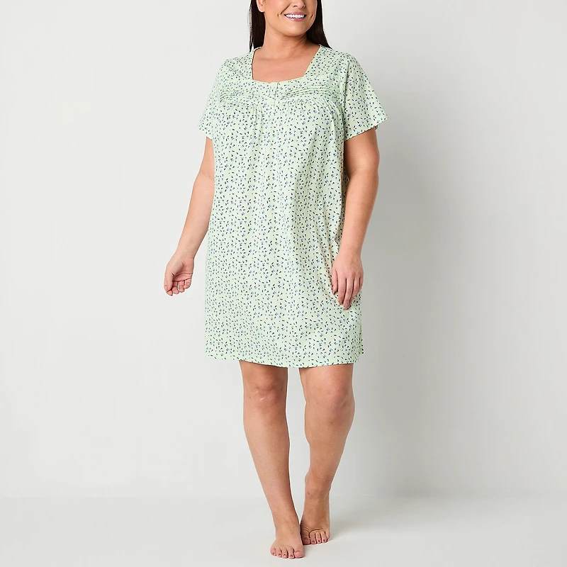 Adonna Womens Plus Short Sleeve Nightgown