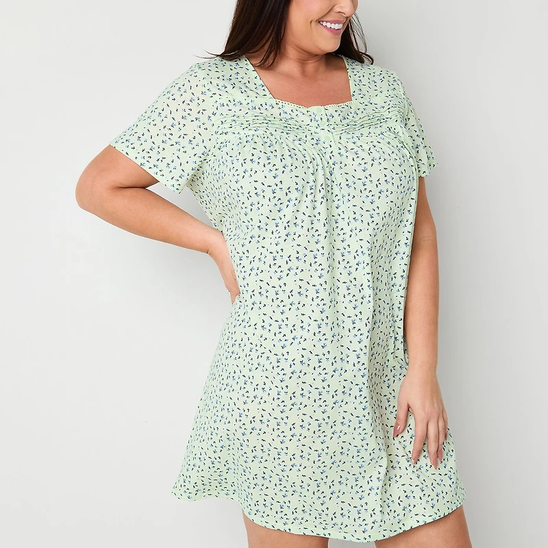 Adonna Womens Plus Short Sleeve Nightgown