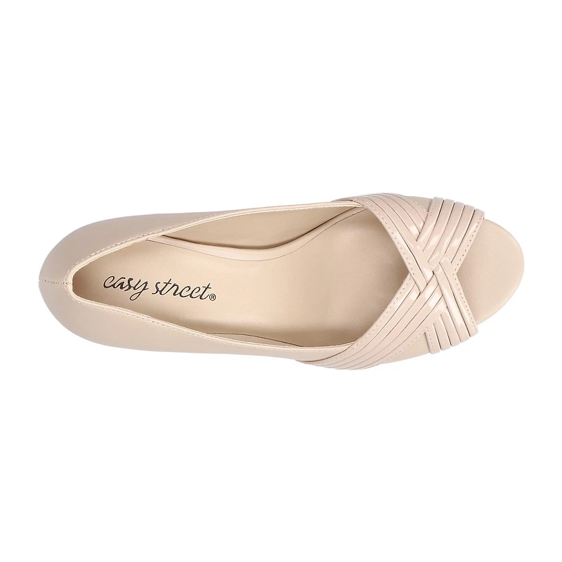 Easy Street Lavish Womens Round Peep Toe Stiletto Heel Pumps