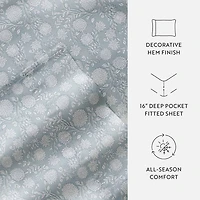 Casual Comfort 300tc Cotton Sateen Pattern 4 piece Sheet Set