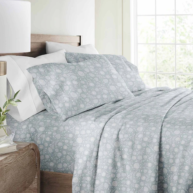 Casual Comfort 300tc Cotton Sateen Pattern 4 piece Sheet Set