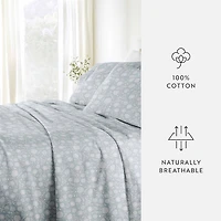 Casual Comfort 300tc Cotton Sateen Pattern 4 piece Sheet Set