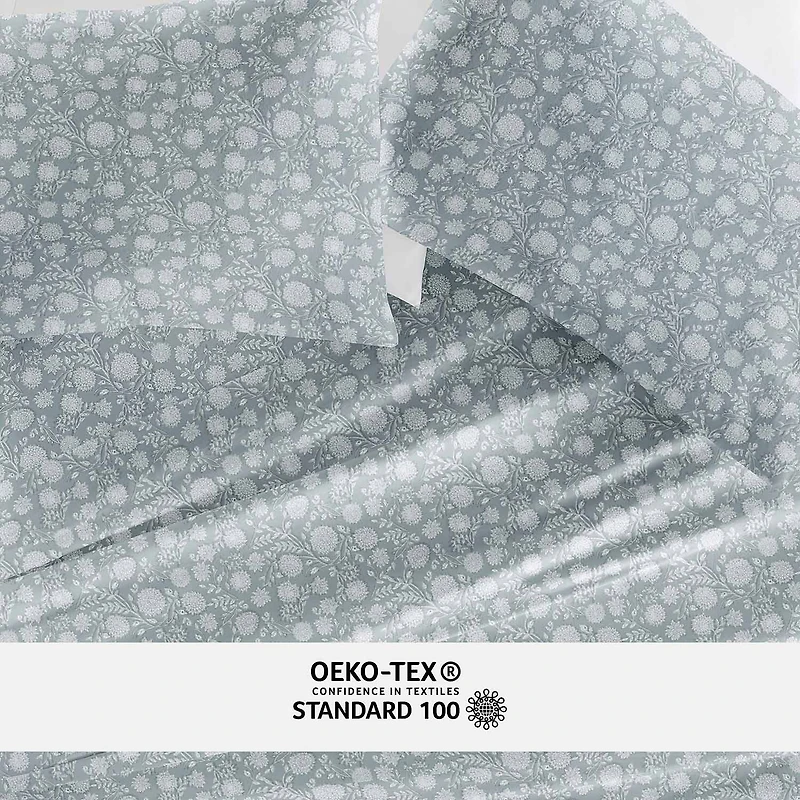 Casual Comfort 300tc Cotton Sateen Pattern 4 piece Sheet Set