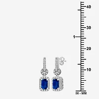 Womens Emerald-cut Gemstone & 1/7 CT. T.W. Natural Diamond 10K Gold Drop Earrings
