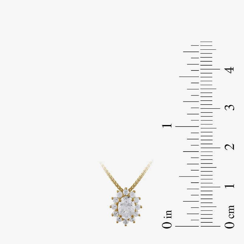 Womens 1/2 CT. T.W. Lab Grown White Diamond 10K Gold Oval 18 Inch Pendant Necklace