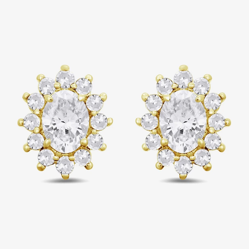 1/2 CT. T.W. Lab Grown White Diamond 10K Gold 7.5mm Oval Stud Earrings