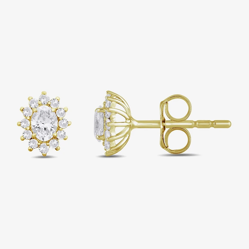 1/2 CT. T.W. Lab Grown White Diamond 10K Gold 7.5mm Oval Stud Earrings