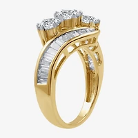 Love Lives Forever Womens 2 CT. T.W. White Diamond 10K Gold Side Stone 3-Stone Engagement Ring