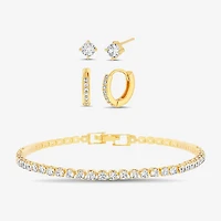 olivia and jackson Womens Cubic Zirconia Round 3-pc. Jewelry Set with Travel Case