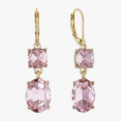 Monet Jewelry Womens Pink Glass Oval Drop Earrings