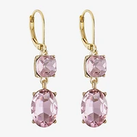 Monet Jewelry Womens Pink Glass Oval Drop Earrings