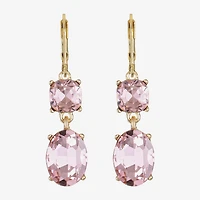 Monet Jewelry Womens Pink Glass Oval Drop Earrings