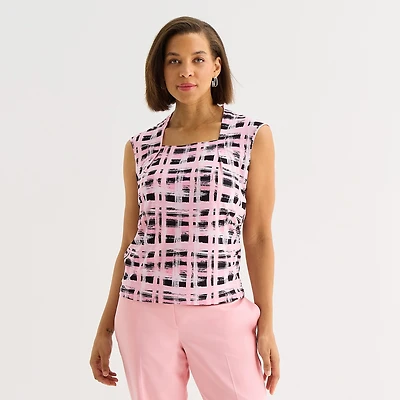Black Label by Evan-Picone Womens Square Neck Sleeveless Blouse