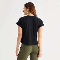 Liz Claiborne Womens V Neck Short Sleeve Blouse