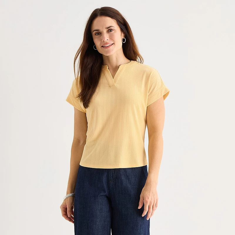 Liz Claiborne Womens V Neck Short Sleeve Blouse
