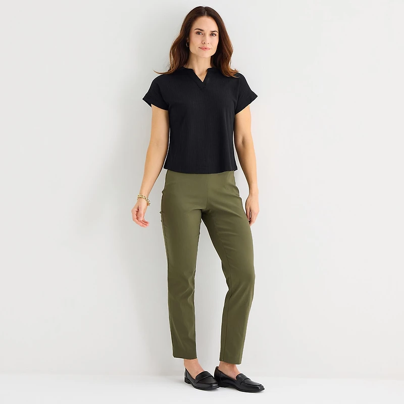 Liz Claiborne Womens V Neck Short Sleeve Blouse