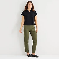 Liz Claiborne Womens V Neck Short Sleeve Blouse