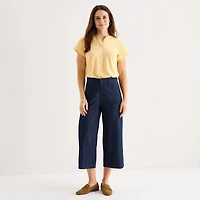 Liz Claiborne Womens V Neck Short Sleeve Blouse
