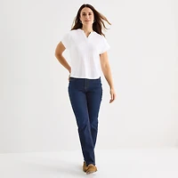 Liz Claiborne Womens V Neck Short Sleeve Blouse