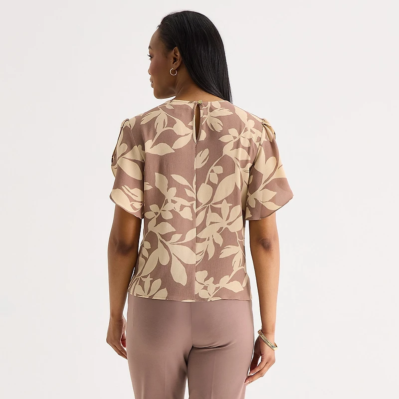 Liz Claiborne Womens Crew Neck Short Sleeve Blouse