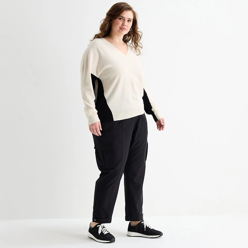 Stylus Plus Womens V Neck Long Sleeve Pullover Sweater