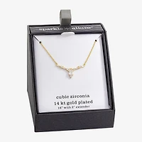 Sparkle Allure Womens Cubic Zirconia 14K Gold Over Brass Pear 16 Inch Pendant Necklace