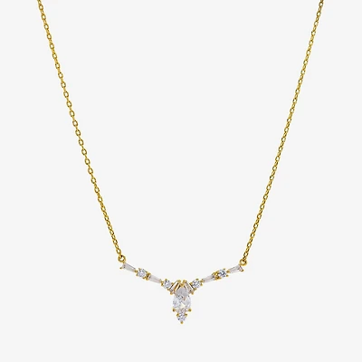 Sparkle Allure Womens Cubic Zirconia 14K Gold Over Brass Pear 16 Inch Pendant Necklace