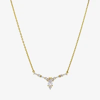 Sparkle Allure Womens Cubic Zirconia 14K Gold Over Brass Pear 16 Inch Pendant Necklace